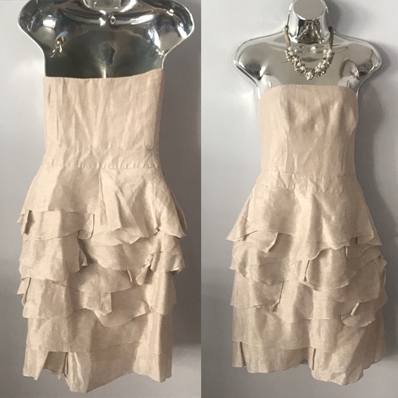Reiss Dresses & Skirts - Reiss✨Strapless Ruffle Tiered Linen Silk Dress